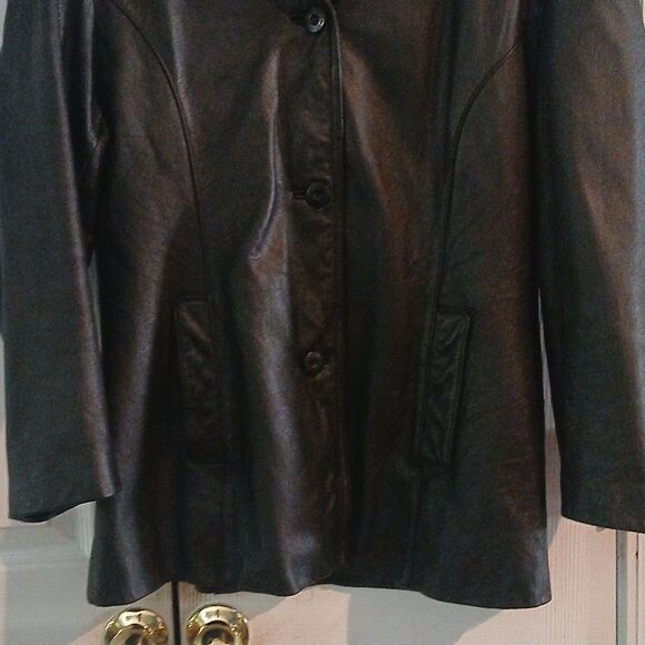Wilsons Leather Maxima black 100% leather button jacket coat  Sz XL NWOT - Picture 2 of 5